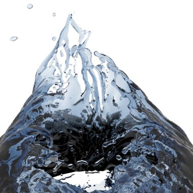 Mavi saf su sıçramasına. Soyut doğa arka plan. 3D render illüstrasyon