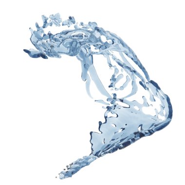 Mavi saf su sıçramasına. Soyut doğa arka plan. 3D render illüstrasyon