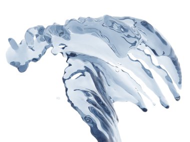 Mavi saf su sıçramasına. Soyut doğa arka plan. 3D render illüstrasyon