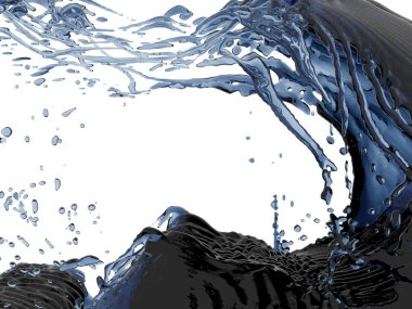 Mavi saf su sıçramasına. Soyut doğa arka plan. 3D render illüstrasyon