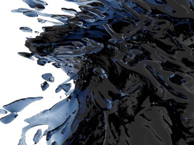 Mavi saf su sıçramasına. Soyut doğa arka plan. 3D render illüstrasyon