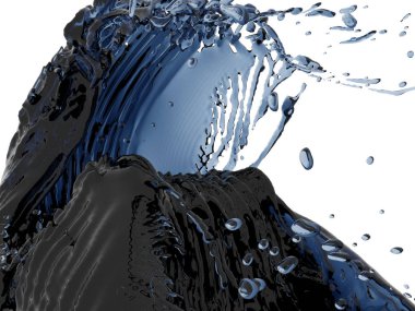 Mavi saf su sıçramasına. Soyut doğa arka plan. 3D render illüstrasyon