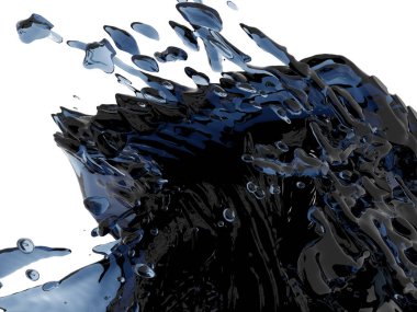 Mavi saf su sıçramasına. Soyut doğa arka plan. 3D render illüstrasyon