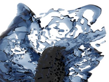 Mavi saf su sıçramasına. Soyut doğa arka plan. 3D render illüstrasyon