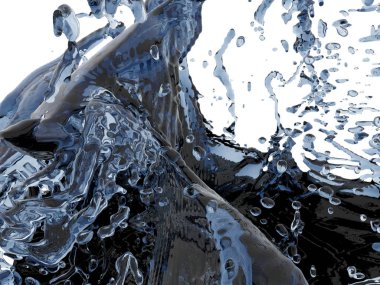 Mavi saf su sıçramasına. Soyut doğa arka plan. 3D render illüstrasyon