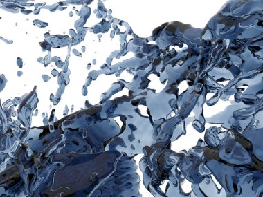 Mavi saf su sıçramasına. Soyut doğa arka plan. 3D render illüstrasyon