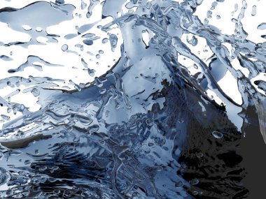 Mavi saf su sıçramasına. Soyut doğa arka plan. 3D render illüstrasyon