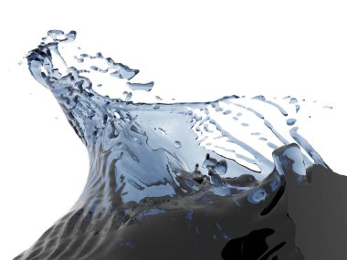 Mavi saf su sıçramasına. Soyut doğa arka plan. 3D render illüstrasyon