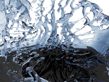Mavi saf su sıçramasına. Soyut doğa arka plan. 3D render illüstrasyon