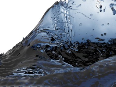 Mavi saf su sıçramasına. Soyut doğa arka plan. 3D render illüstrasyon