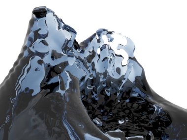 Mavi saf su sıçramasına. Soyut doğa arka plan. 3D render illüstrasyon