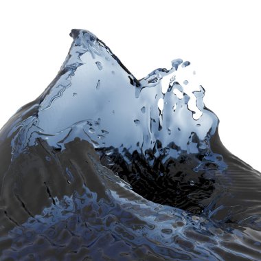 Mavi saf su sıçramasına. Soyut doğa arka plan. 3D render illüstrasyon