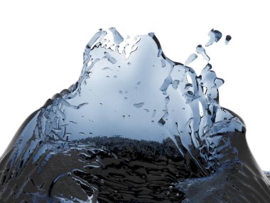 Mavi saf su sıçramasına. Soyut doğa arka plan. 3D render illüstrasyon