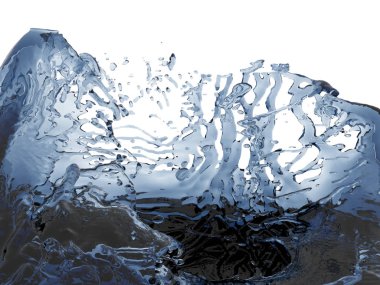 Mavi saf su sıçramasına. Soyut doğa arka plan. 3D render illüstrasyon