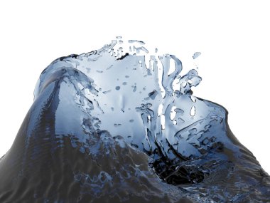 Mavi saf su sıçramasına. Soyut doğa arka plan. 3D render illüstrasyon