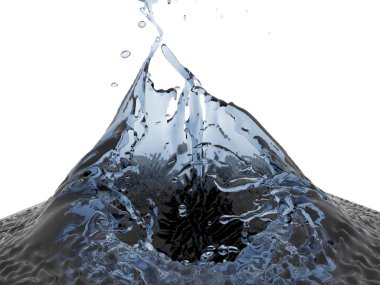 Mavi saf su sıçramasına. Soyut doğa arka plan. 3D render illüstrasyon