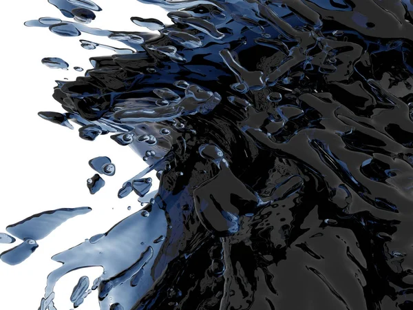 Mavi saf su sıçramasına. Soyut doğa arka plan. 3D render illüstrasyon