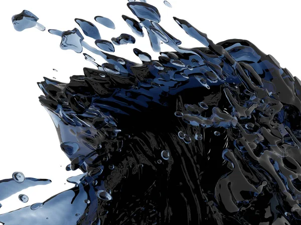 Mavi saf su sıçramasına. Soyut doğa arka plan. 3D render illüstrasyon