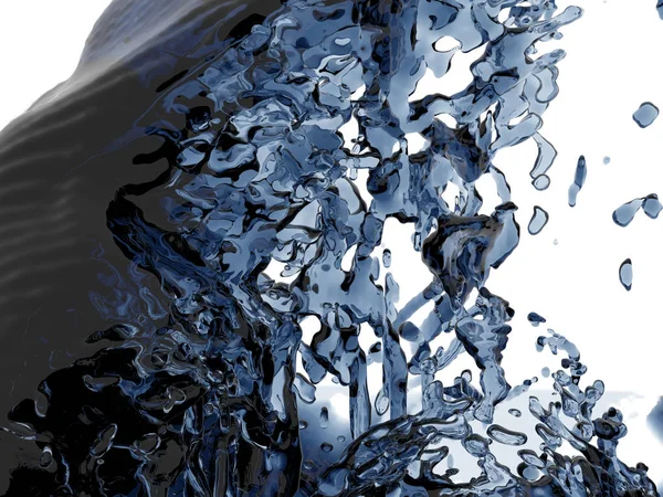 Mavi saf su sıçramasına. Soyut doğa arka plan. 3D render illüstrasyon