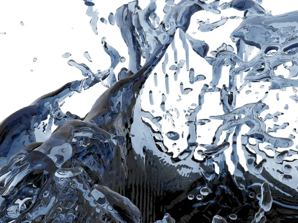 Mavi saf su sıçramasına. Soyut doğa arka plan. 3D render illüstrasyon