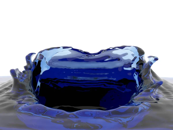 純粋な青色の水をはねかけます 自然の背景を抽象化します レンダリング図 — ストック写真
