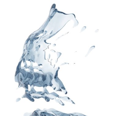 Mavi saf su sıçramasına. Soyut doğa arka plan. 3D render illüstrasyon