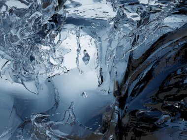 Mavi saf su sıçramasına. Soyut doğa arka plan. 3D render illüstrasyon