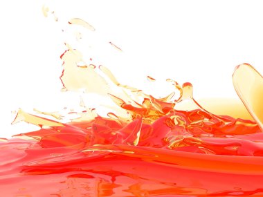 Beyaz arka plan üzerinde 3d izole sarı sıvı sıçrama render illüstrasyon, zemin