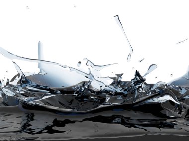 Mavi saf su sıçramasına. Soyut doğa arka plan. 3D render illüstrasyon