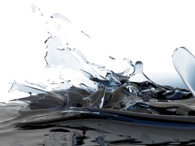 Mavi saf su sıçramasına. Soyut doğa arka plan. 3D render illüstrasyon