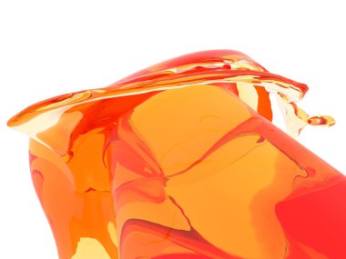 Beyaz arka plan üzerinde 3d izole sarı sıvı sıçrama render illüstrasyon, zemin