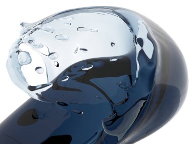 Mavi saf su sıçramasına. Soyut doğa arka plan. 3D render illüstrasyon