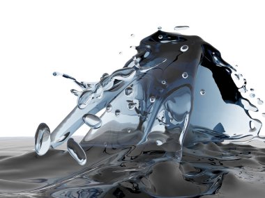 Mavi saf su sıçramasına. Soyut doğa arka plan. 3D render illüstrasyon