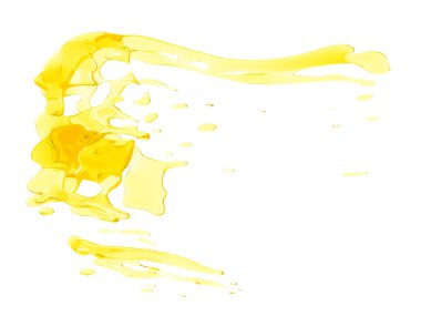Beyaz arka plan üzerinde 3d izole sarı sıvı sıçrama render illüstrasyon, zemin