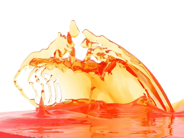 Yellow Liquid Splash Isolated White Background Render Illustration Abstract Backdrop — Stock Photo, Image