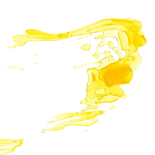 Salpicadura Líquida Amarilla Aislada Sobre Fondo Blanco Ilustración Renderizado Fondo — Foto de Stock