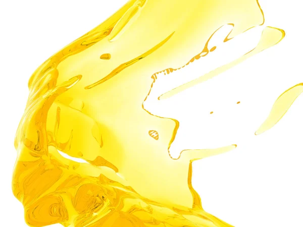 Жовтий Рідкий Сплеск Ізольований Білому Тлі Ілюстрація Рендеринга Абстрактний Фон — стокове фото