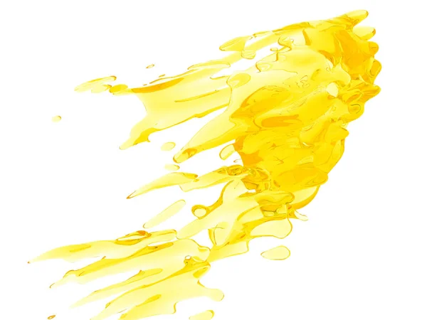 Salpicadura Líquida Amarilla Aislada Sobre Fondo Blanco Ilustración Renderizado Fondo — Foto de Stock