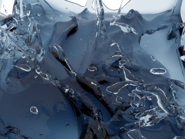 Mavi parlak saf su sıçramasına. Soyut doğa arka plan. 3D render illüstrasyon