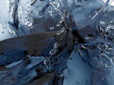 Mavi parlak saf su sıçramasına. Soyut doğa arka plan. 3D render illüstrasyon