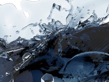Mavi parlak saf su sıçramasına. Soyut doğa arka plan. 3D render illüstrasyon