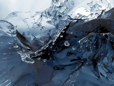 Mavi parlak saf su sıçramasına. Soyut doğa arka plan. 3D render illüstrasyon