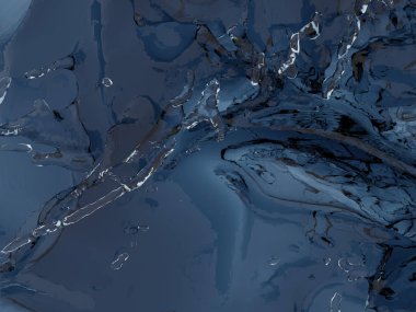 Mavi parlak saf su sıçramasına. Soyut doğa arka plan. 3D render illüstrasyon