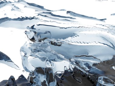 Mavi parlak saf su sıçramasına. Soyut doğa arka plan. 3D render illüstrasyon