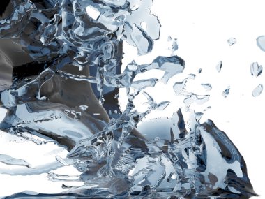 Mavi parlak saf su sıçramasına. Soyut doğa arka plan. 3D render illüstrasyon
