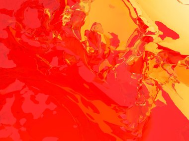 Beyaz arka plan üzerinde izole sarı turuncu sıvı sıçrama. 3D render illüstrasyon