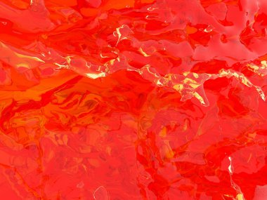 Beyaz arka plan üzerinde izole sarı turuncu sıvı sıçrama. 3D render illüstrasyon