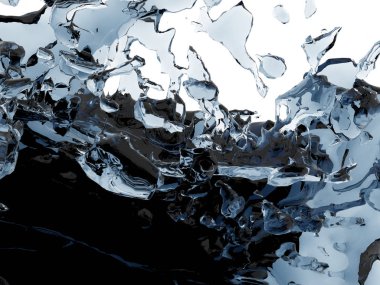Mavi parlak saf su sıçramasına. Soyut doğa arka plan. 3D render illüstrasyon