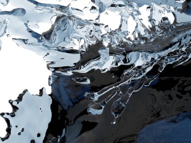 Mavi parlak saf su sıçramasına. Soyut doğa arka plan. 3D render illüstrasyon