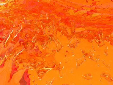 Beyaz arka plan üzerinde izole sarı turuncu sıvı sıçrama. 3D render illüstrasyon